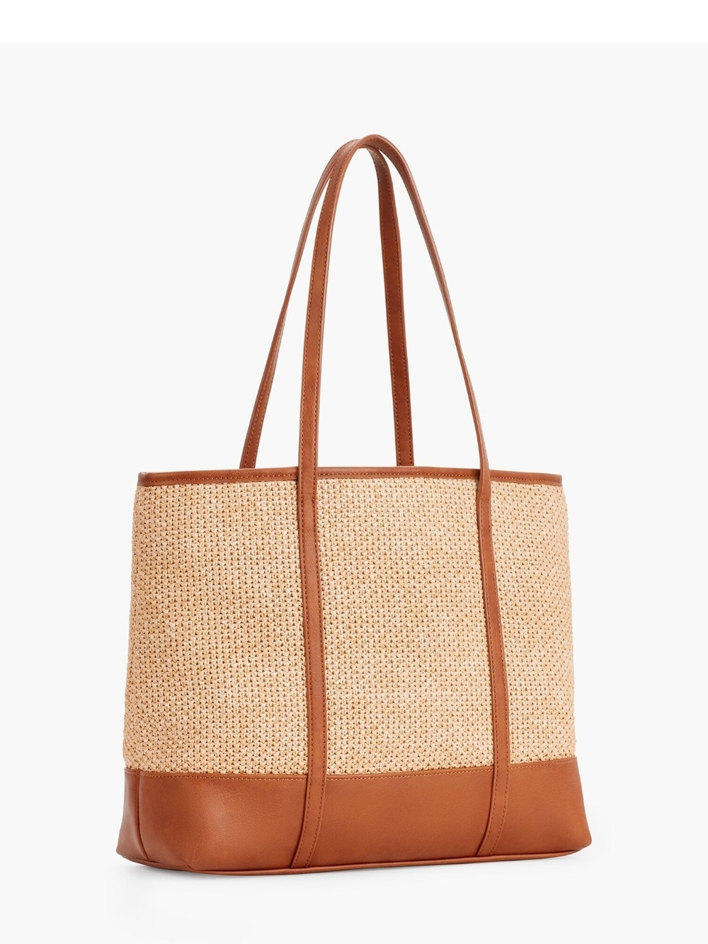 Talbots Natural Woven Tote with Brown Trim - Picture 12 of 13